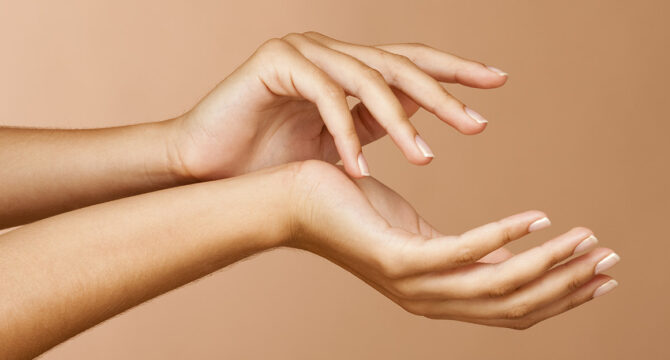 Manicured nails Woman hands